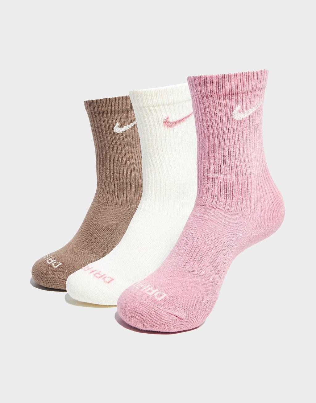 Three Pack Everyday Plus Cushioned Ankle Socks in Pink/Brown/White
