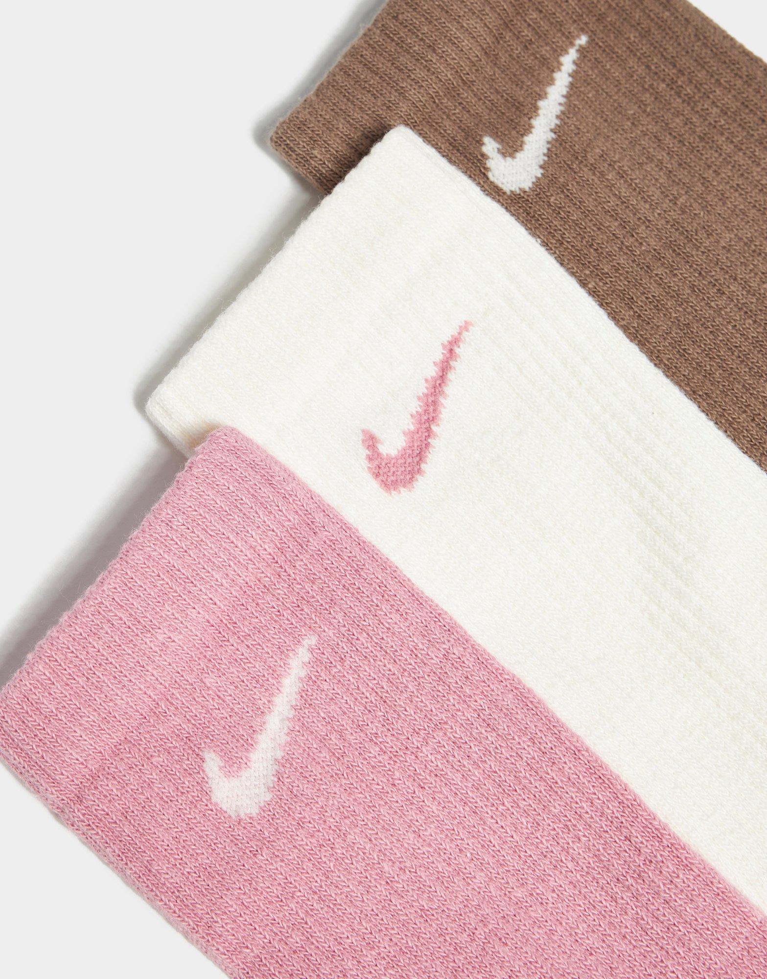 Three Pack Everyday Plus Cushioned Ankle Socks in Pink/Brown/White